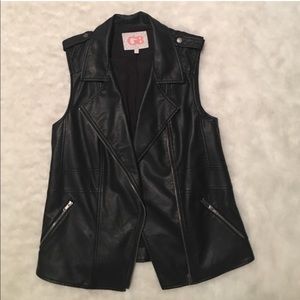 Gianni Bini Distressed Leather Vest Jacket